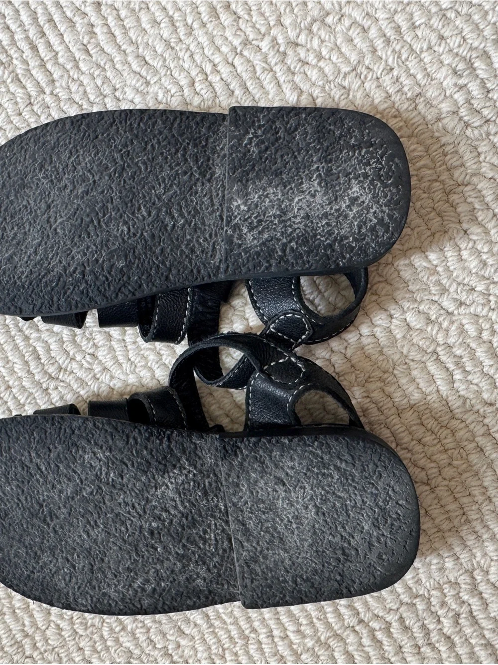 Zara Kids Black Leather Fisherman Sandals